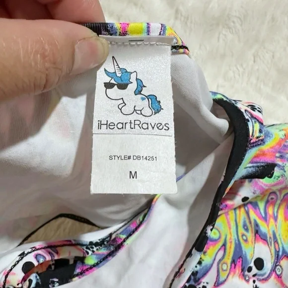 NWOT iHeartRaves Liquid Tripp One Shoulder Cutout Bodysuit Size Medium - Picture 9 of 10